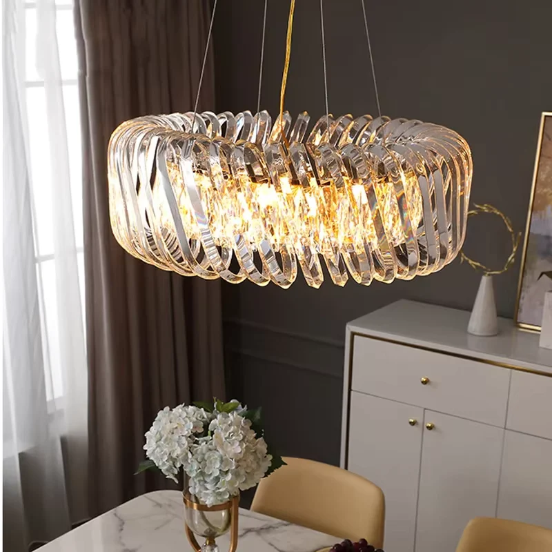 Grand Lustre 120cm en Verre Design