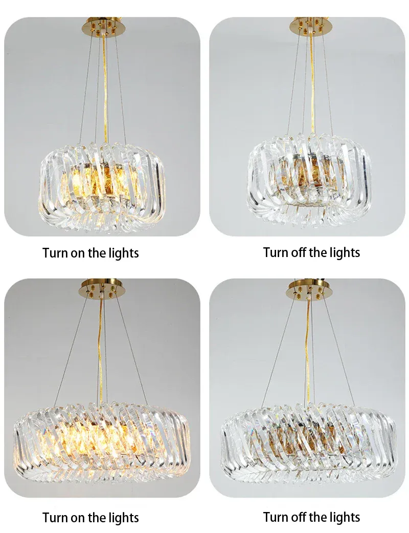 Grand Lustre 120cm en Verre Design
