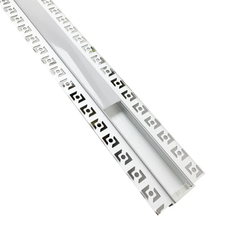 Profilé Aluminium encastré 2m pour Ruban LED Double Couvercle Blanc Opaque