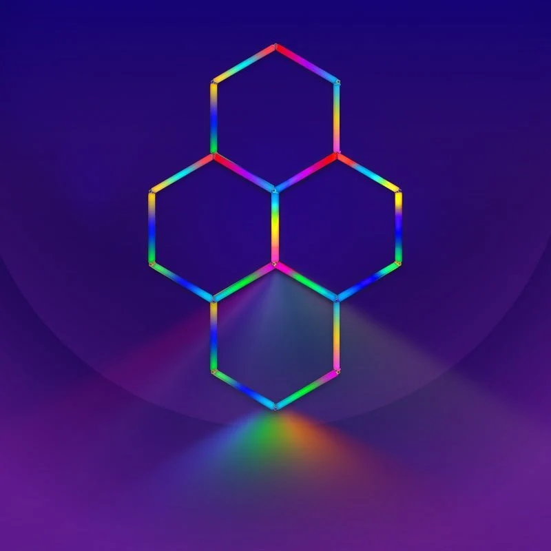 Kit 4 LED Hexagonal RGB 34W 110lm/w
