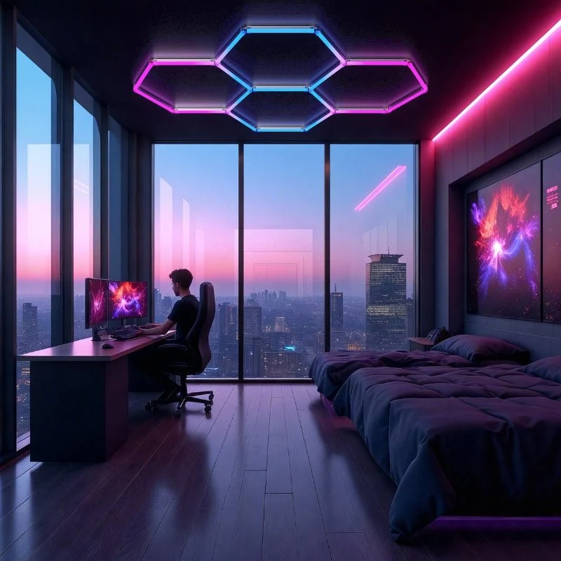 Kit 4 LED Hexagonal RGB 34W 110lm/w