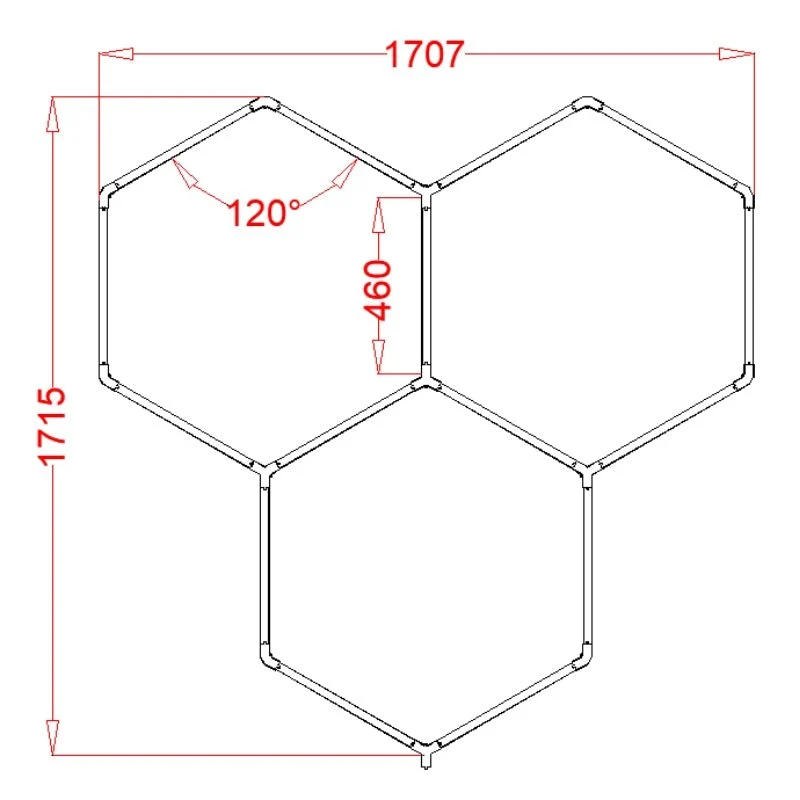 Kit 3 LED Hexagonal RGB 27W 110lm/w