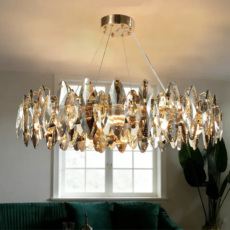 Lustre de table en verre et cristal haut de gamme