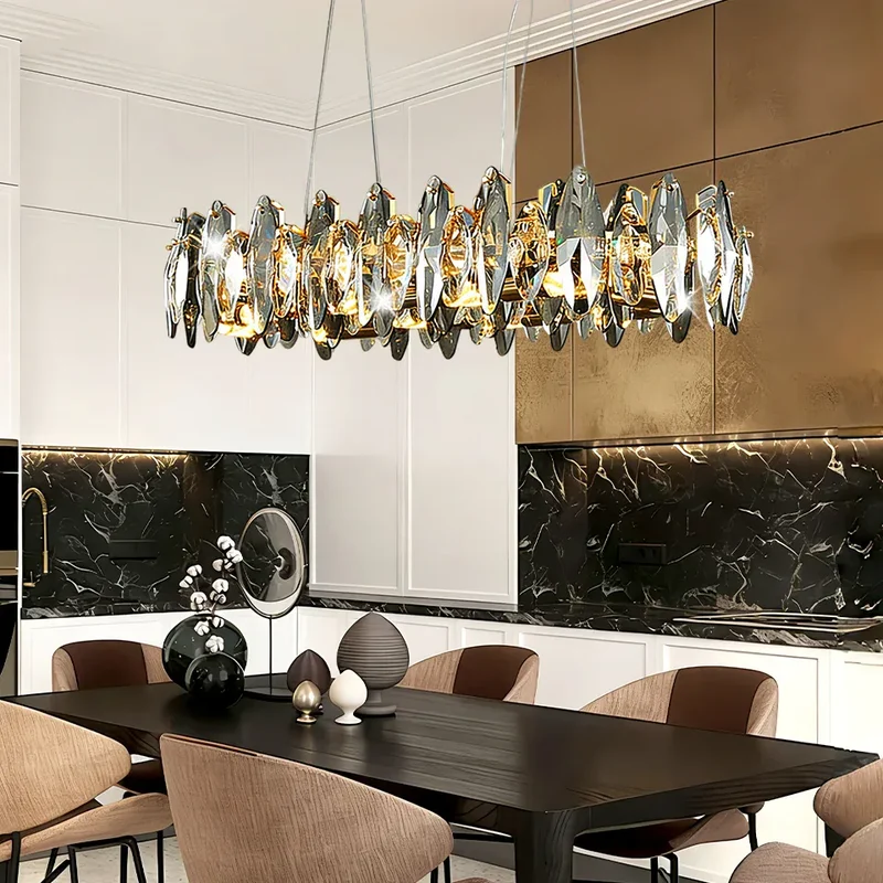 Lustre de table en verre et cristal haut de gamme