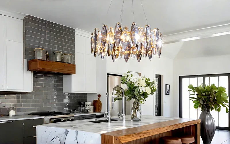 Lustre de table en verre et cristal haut de gamme