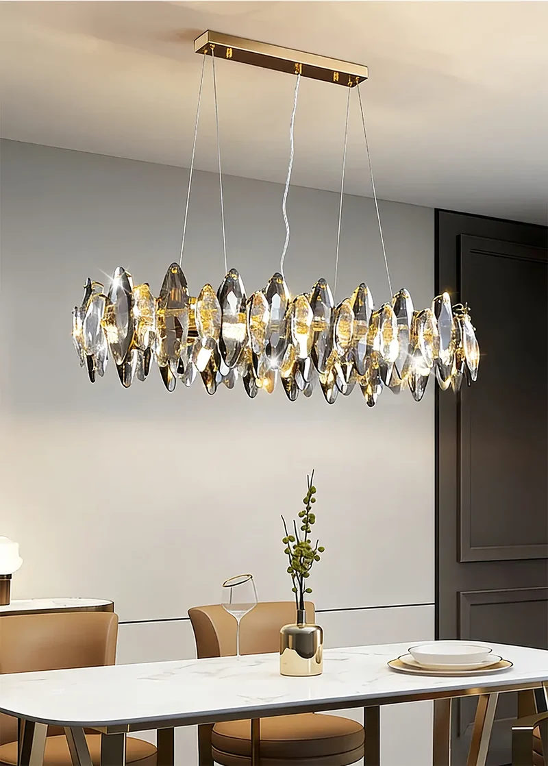 Lustre de table en verre et cristal haut de gamme