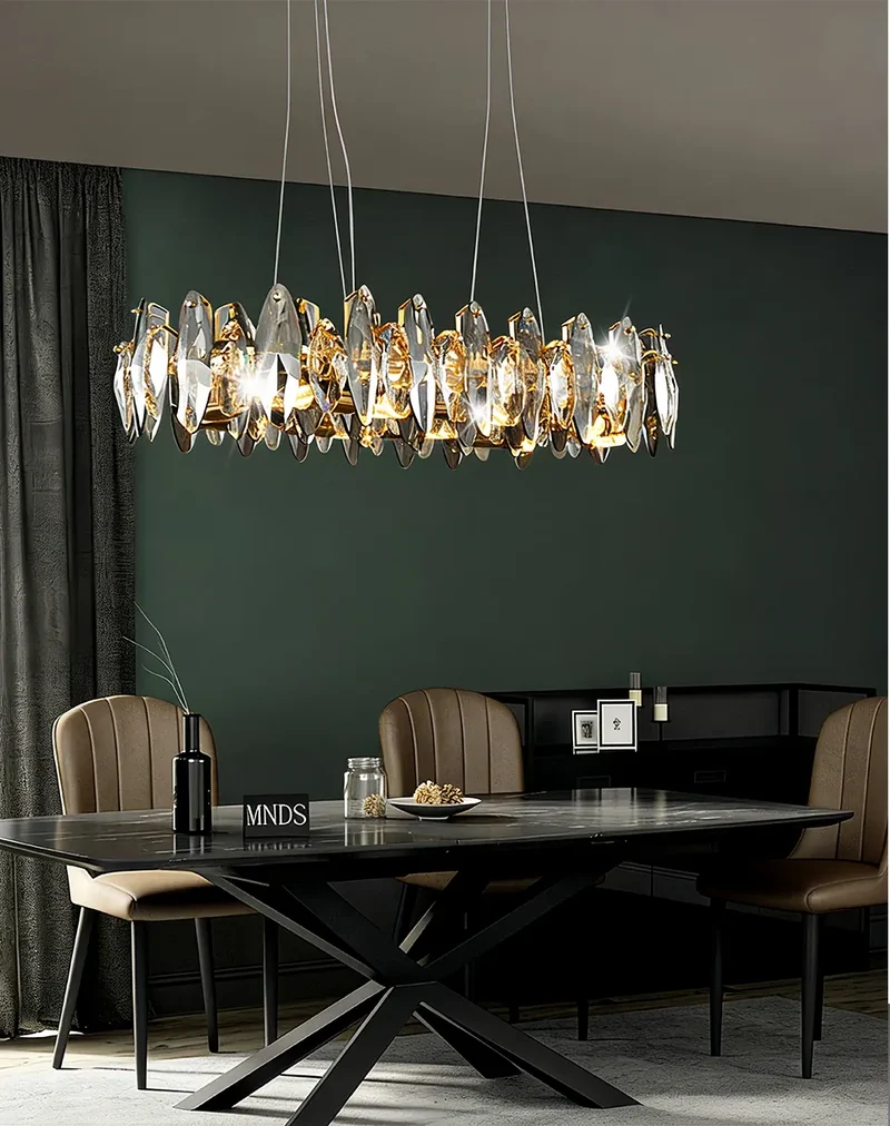 Lustre de table en verre et cristal haut de gamme