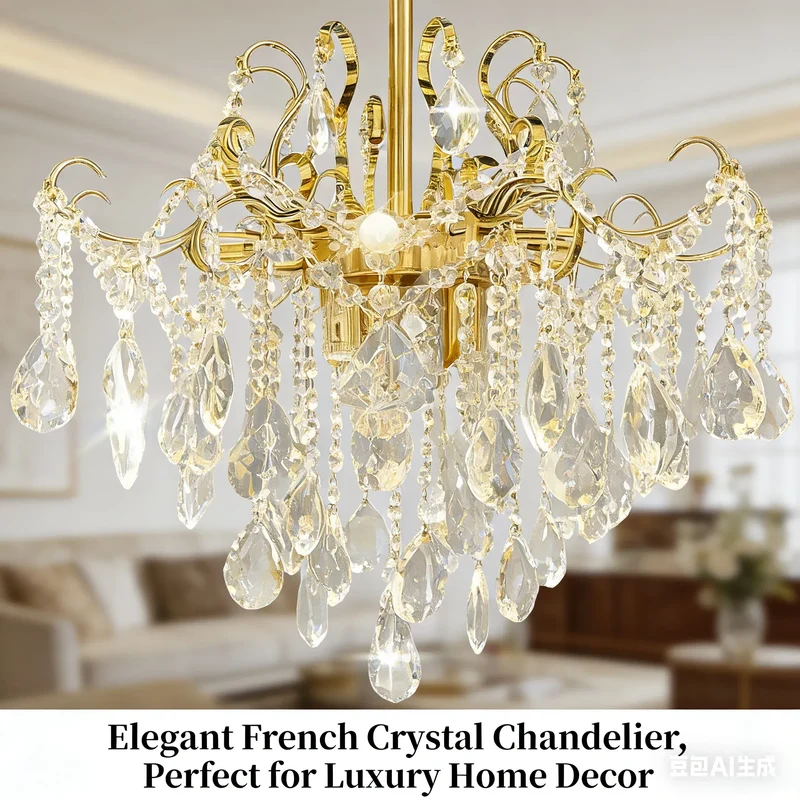 Lustre années 70 avec pendentifs en cristal