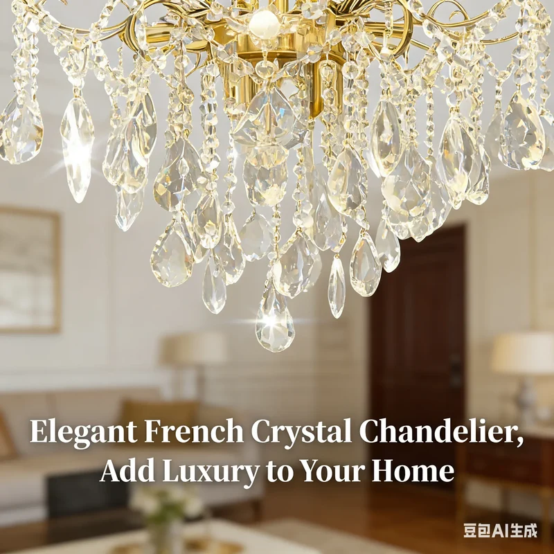 Lustre années 70 avec pendentifs en cristal