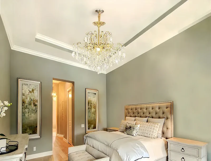 Lustre années 70 avec pendentifs en cristal