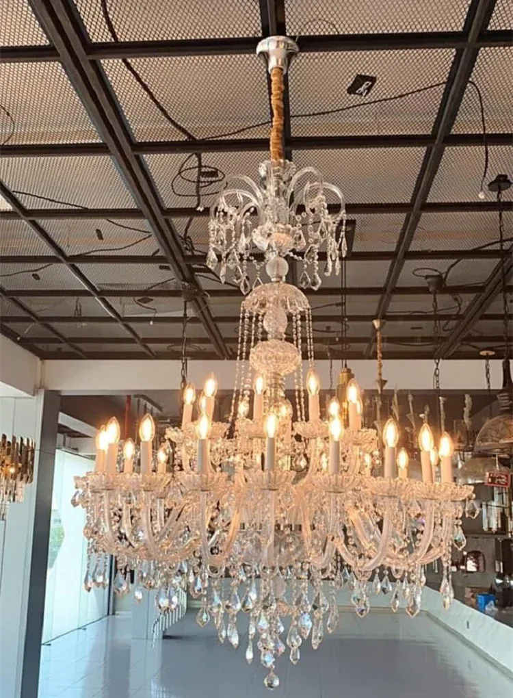 Lustre vintage a pampilles en verre