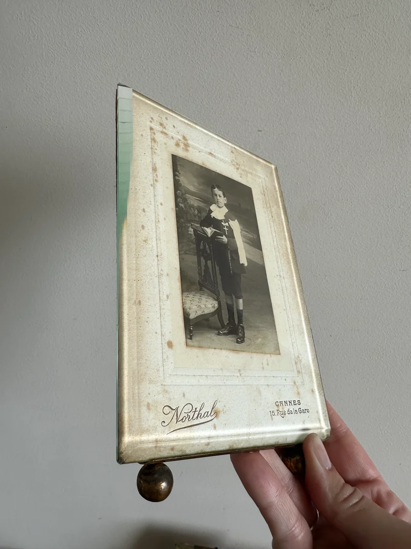 Cadres photos en laiton et verre biseauté époque Napoléon III