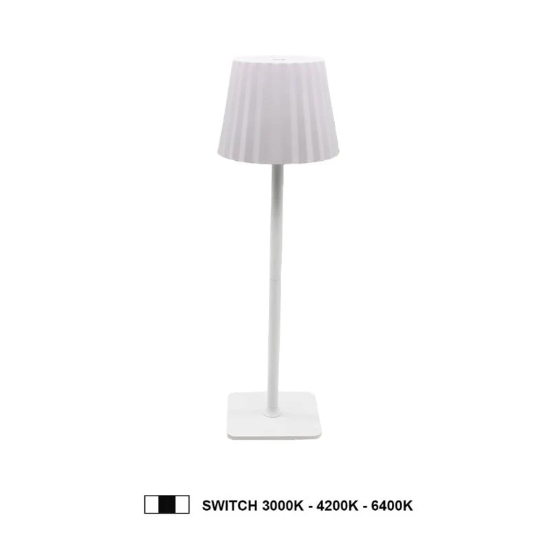 Lampe de Table Rechargeable Tactile Blanche Design 3W CCT - 3000K/4200K/6400K