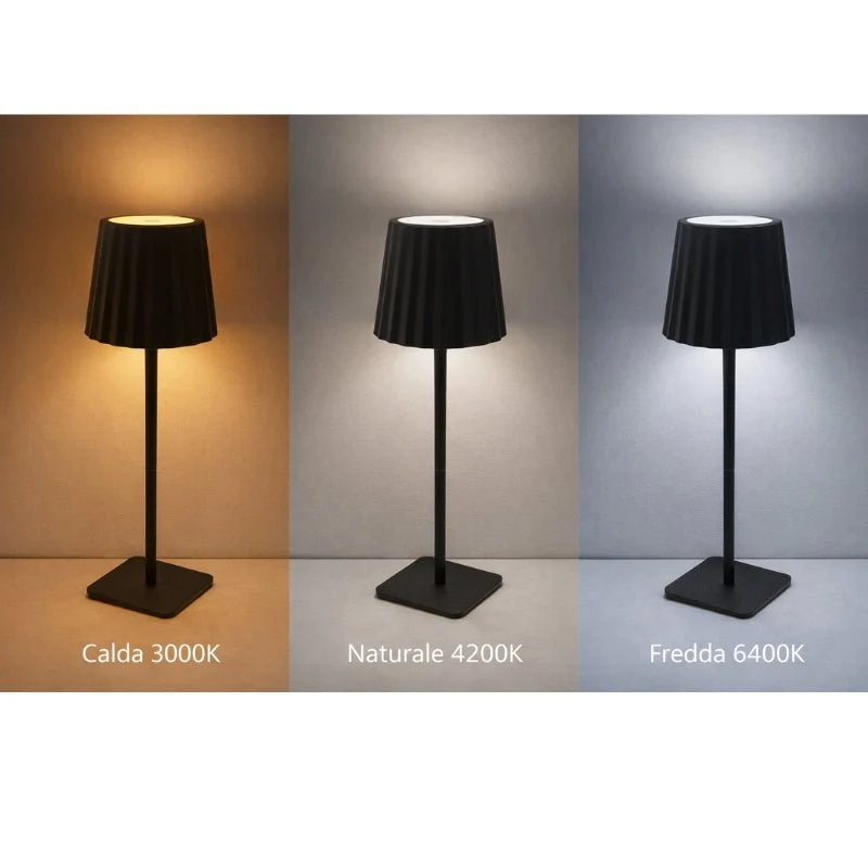 Lampe de Table Rechargeable Tactile Noire Design 3W CCT - 3000K/4200K/6400K