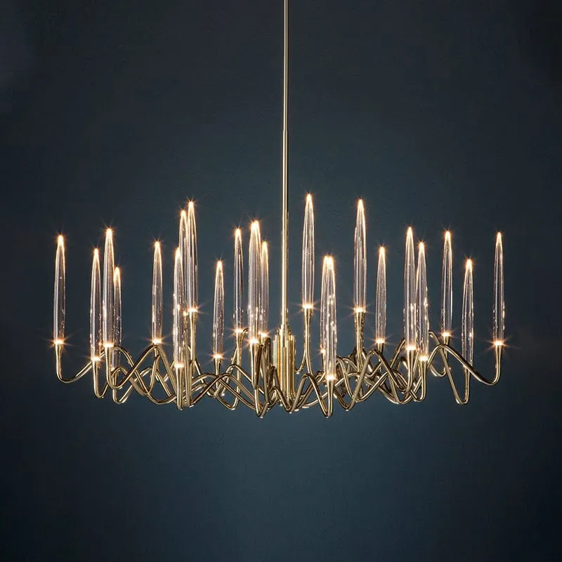Lustre Bougeoir Doré en Verre Pour Salle - Luxe & Design