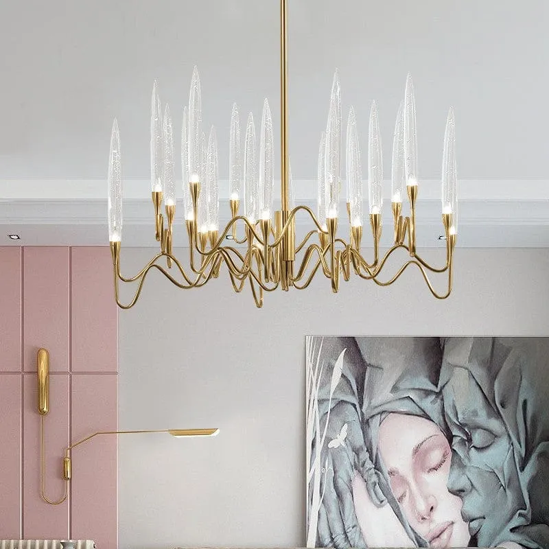 Lustre Bougeoir Doré en Verre Pour Salle - Luxe & Design