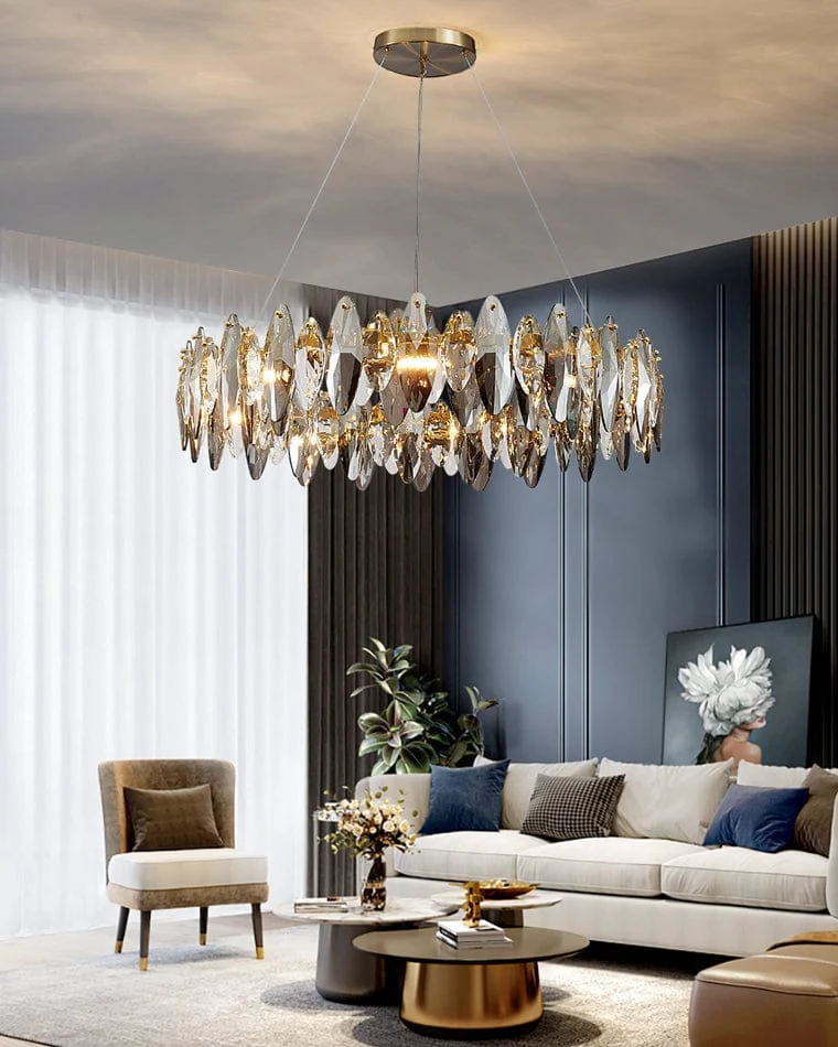 Lustre Moderne en Verre Fumé
