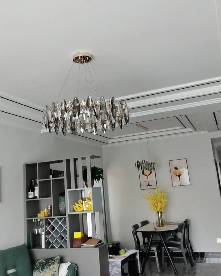 Lustre Moderne en Verre Fumé