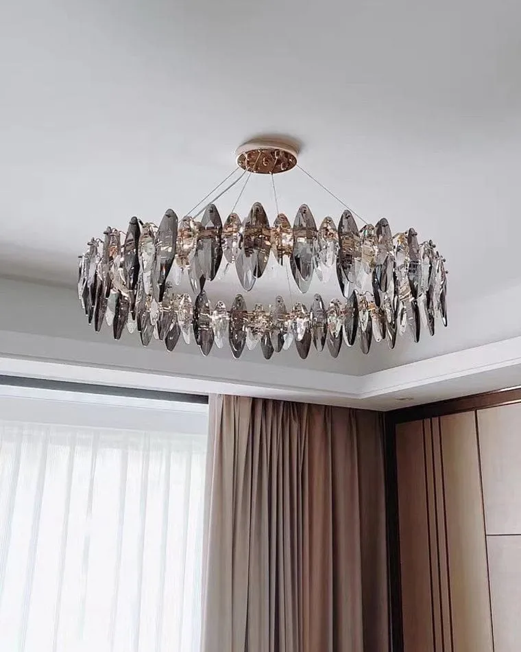 Lustre Moderne en Verre Fumé