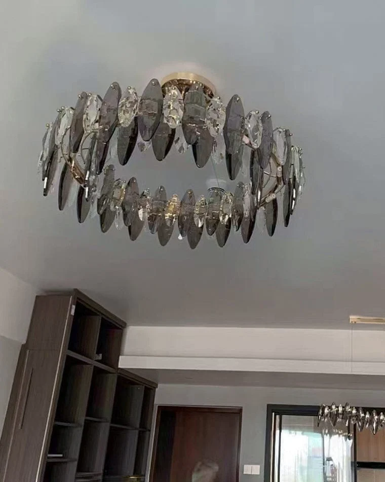 Lustre Moderne en Verre Fumé