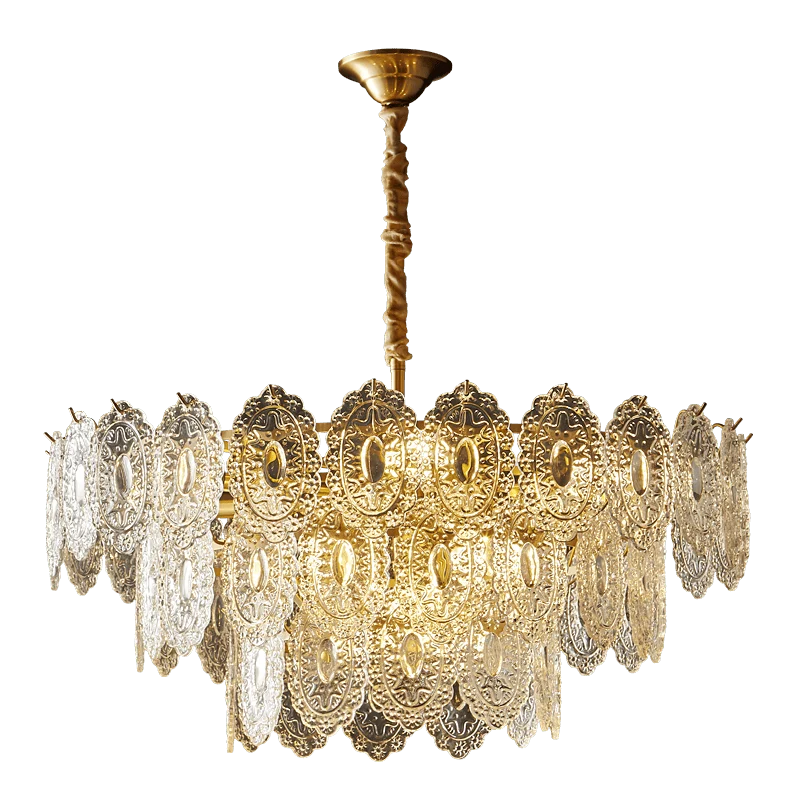 Lustre de Salon en Verre Texturé – Design et Moderne