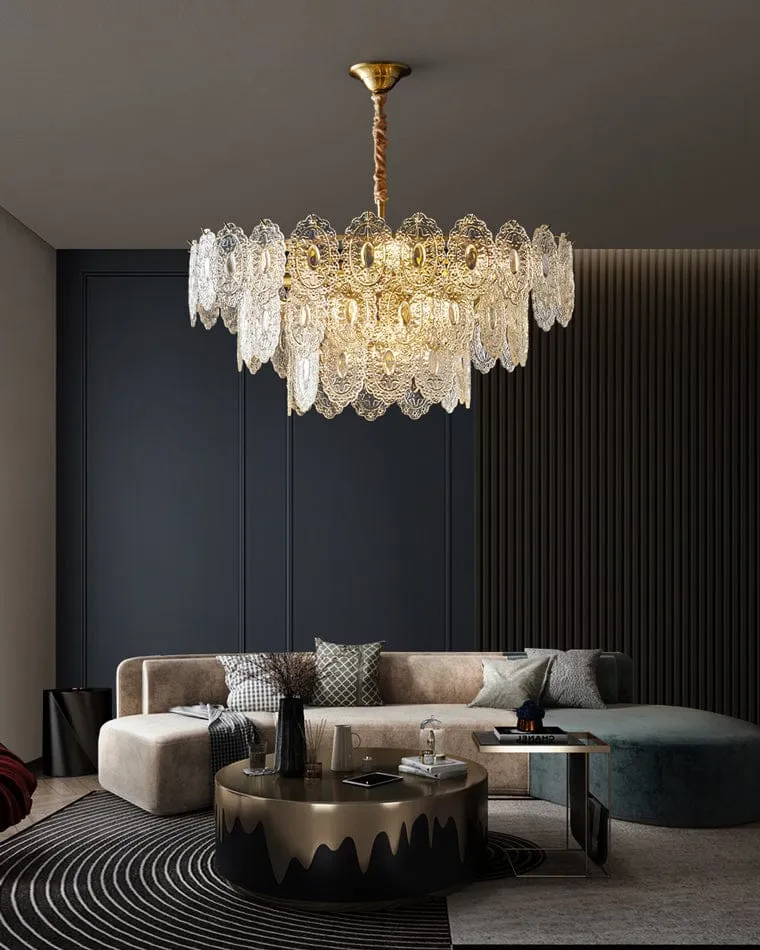 Lustre de Salon en Verre Texturé – Design et Moderne