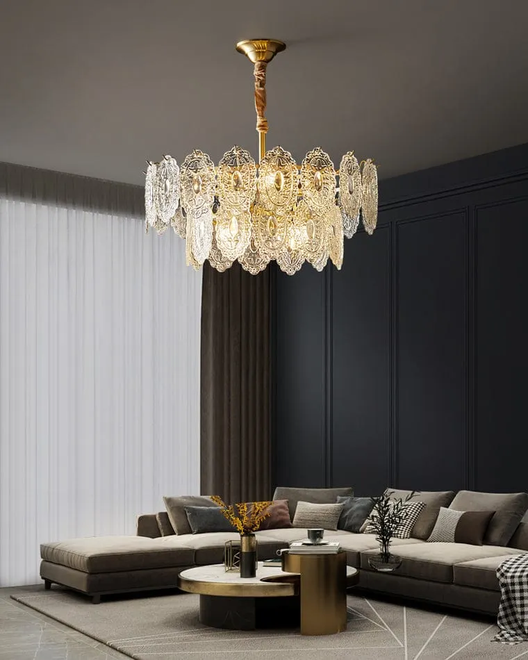 Lustre de Salon en Verre Texturé – Design et Moderne