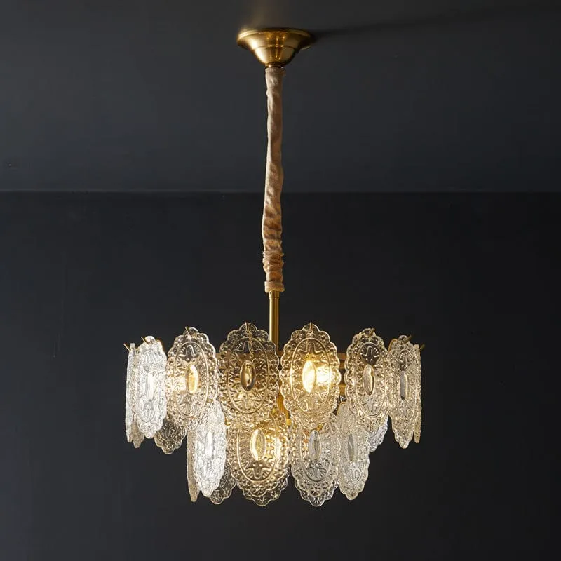Lustre de Salon en Verre Texturé – Design et Moderne