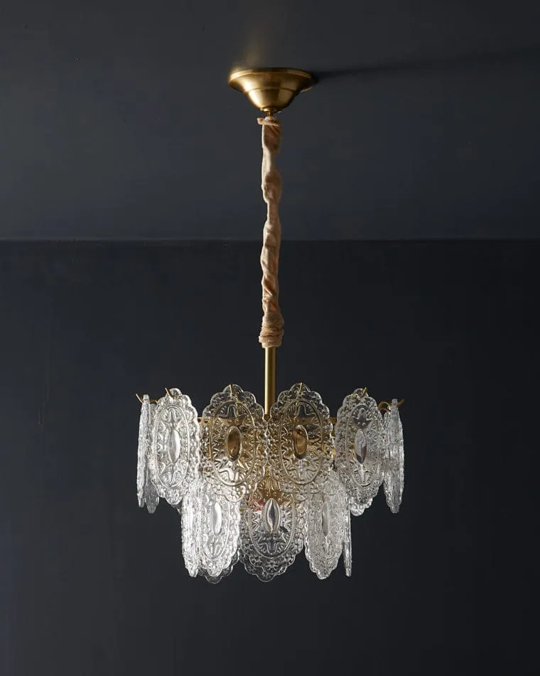 Lustre de Salon en Verre Texturé – Design et Moderne