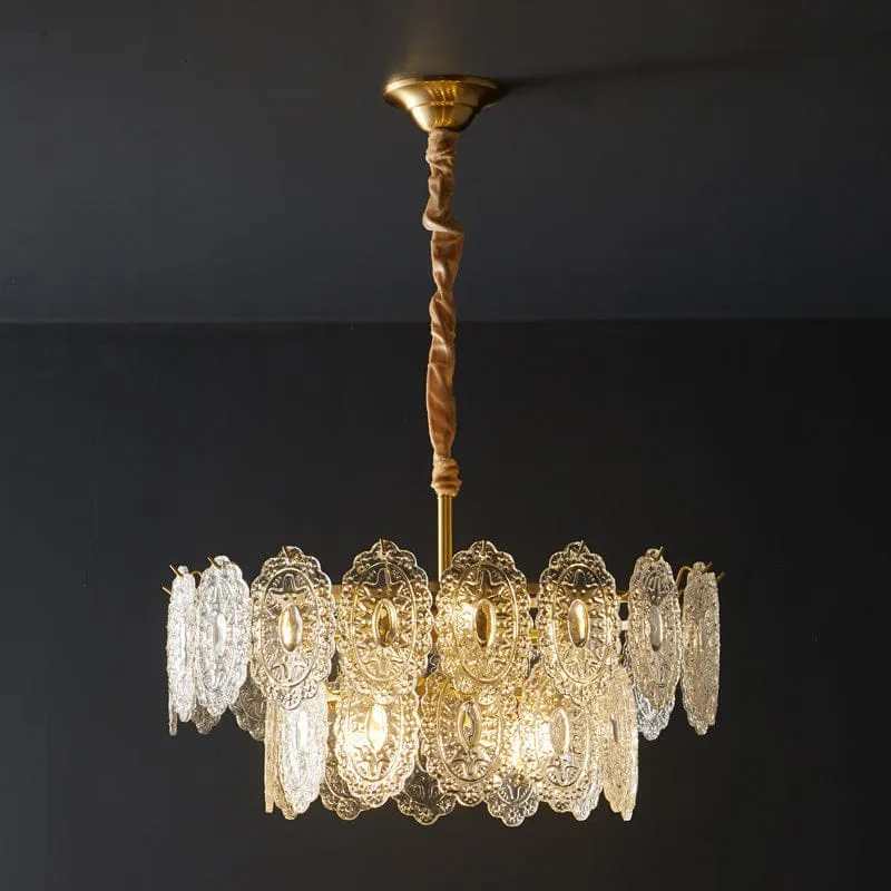 Lustre de Salon en Verre Texturé – Design et Moderne