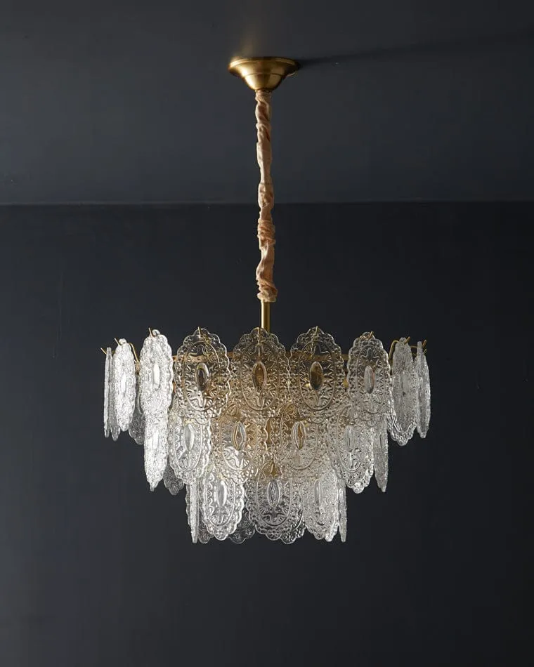 Lustre de Salon en Verre Texturé – Design et Moderne