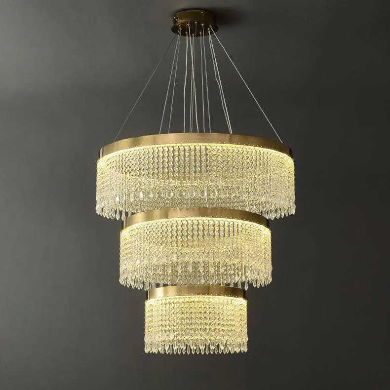 Grand Lustre Cascade pour Salle Haute - Cristal et Verre