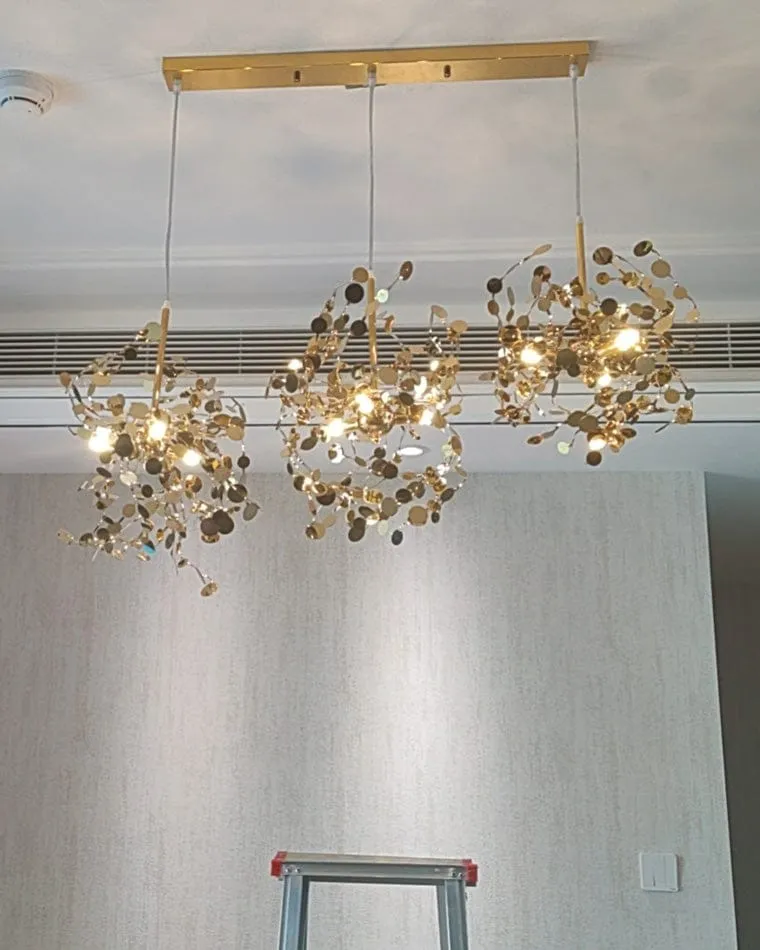 Lustre Suspendu Nuage Doree brillant