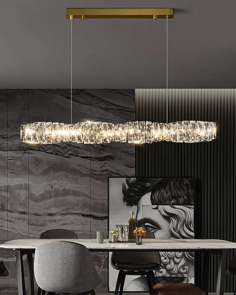 Long Lustre Suspension LED en Verre Haut de Gamme