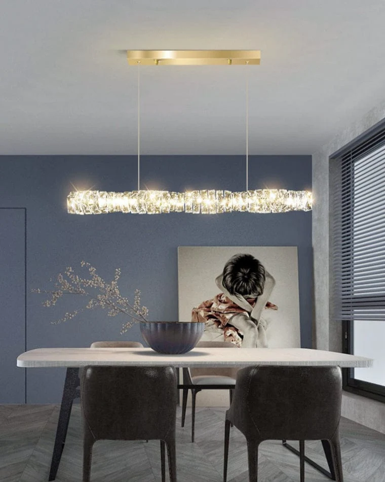 Long Lustre Suspension LED en Verre Haut de Gamme