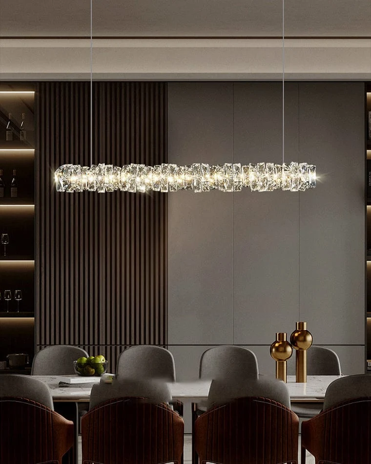 Long Lustre Suspension LED en Verre Haut de Gamme