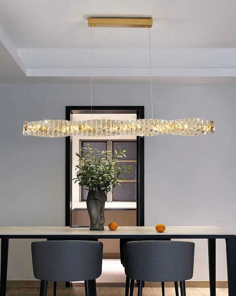 Long Lustre Suspension LED en Verre Haut de Gamme