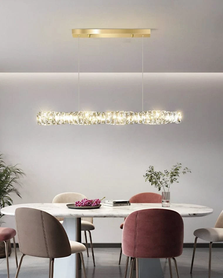 Long Lustre Suspension LED en Verre Haut de Gamme