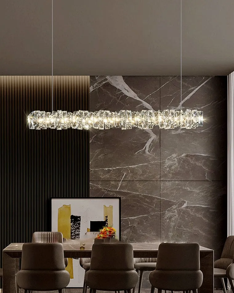 Long Lustre Suspension LED en Verre Haut de Gamme