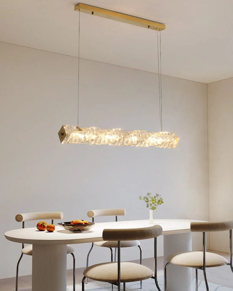 Long Lustre Suspension LED en Verre Haut de Gamme