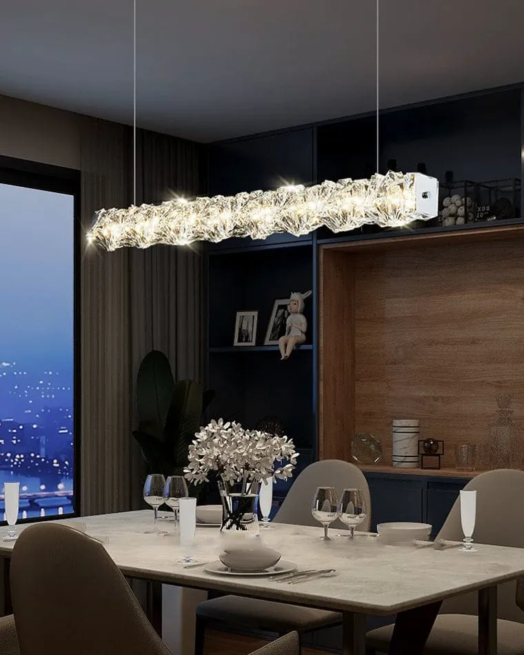 Long Lustre Suspension LED en Verre Haut de Gamme