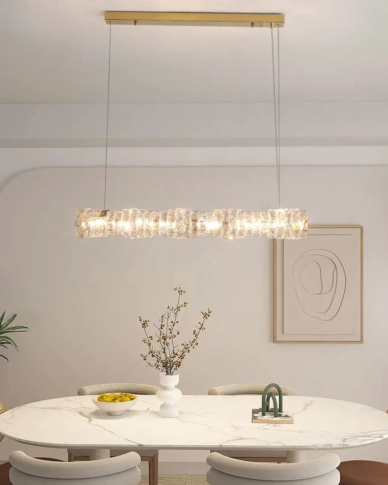 Long Lustre Suspension LED en Verre Haut de Gamme