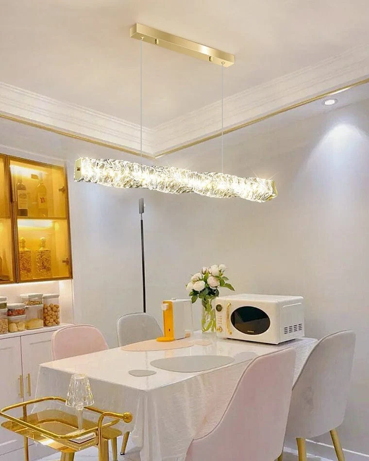 Long Lustre Suspension LED en Verre Haut de Gamme