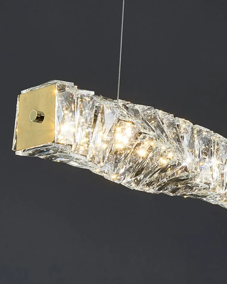 Long Lustre Suspension LED en Verre Haut de Gamme