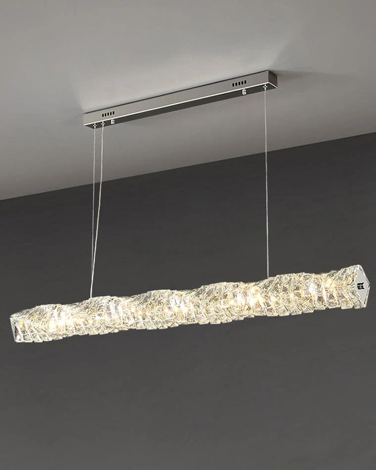 Long Lustre Suspension LED en Verre Haut de Gamme