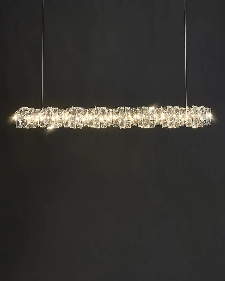 Long Lustre Suspension LED en Verre Haut de Gamme