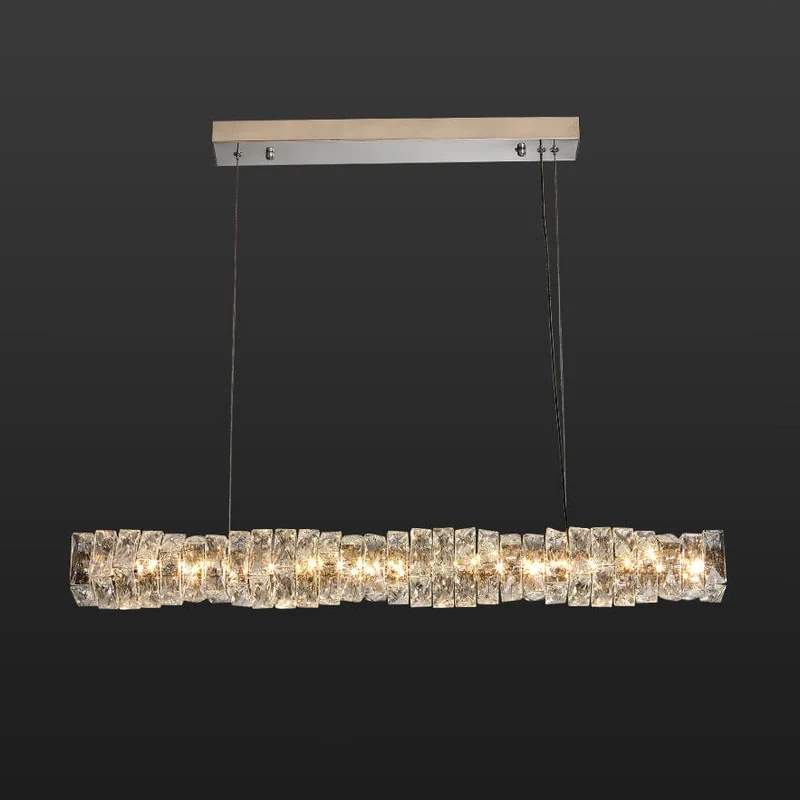Long Lustre Suspension LED en Verre Haut de Gamme