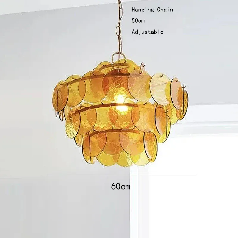 Lustre en verre bleu au style rétro