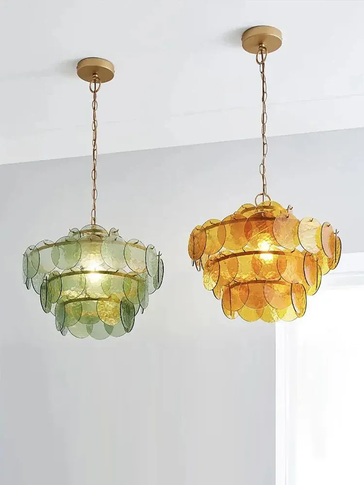 Lustre rond en verre au style rétro