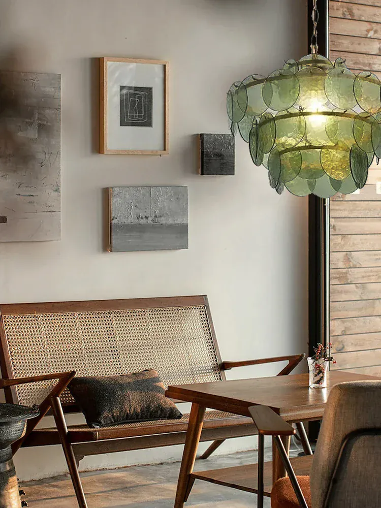 Lustre rond en verre au style rétro